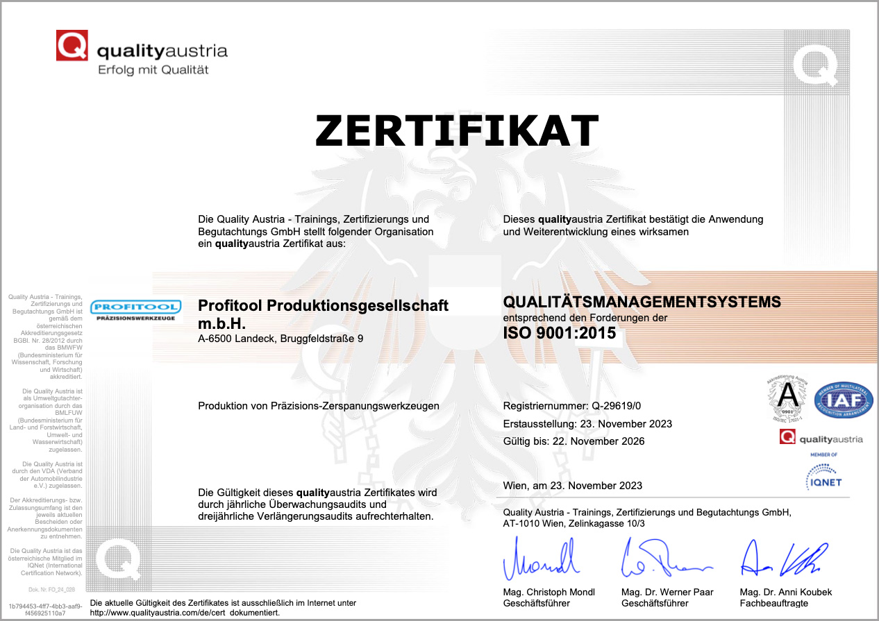Certificate Quality Austria